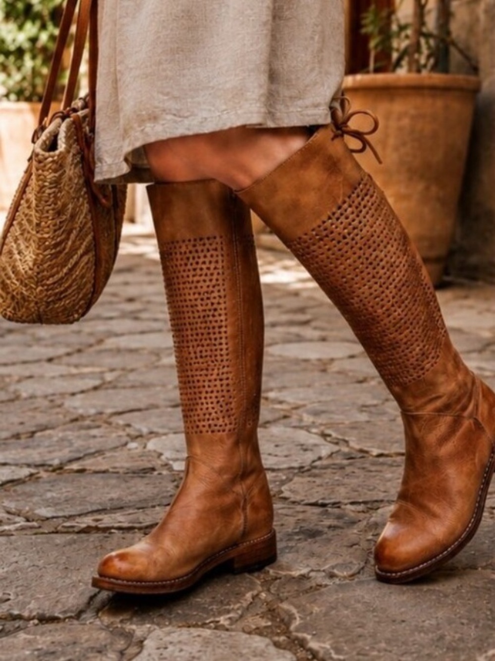 Bed Stu Cambridge Brown Genuine Leather Tan Knee High Boot Womens Size 8